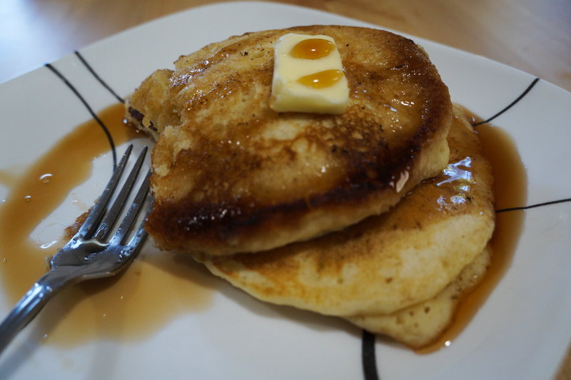 pancakes covered in syrup