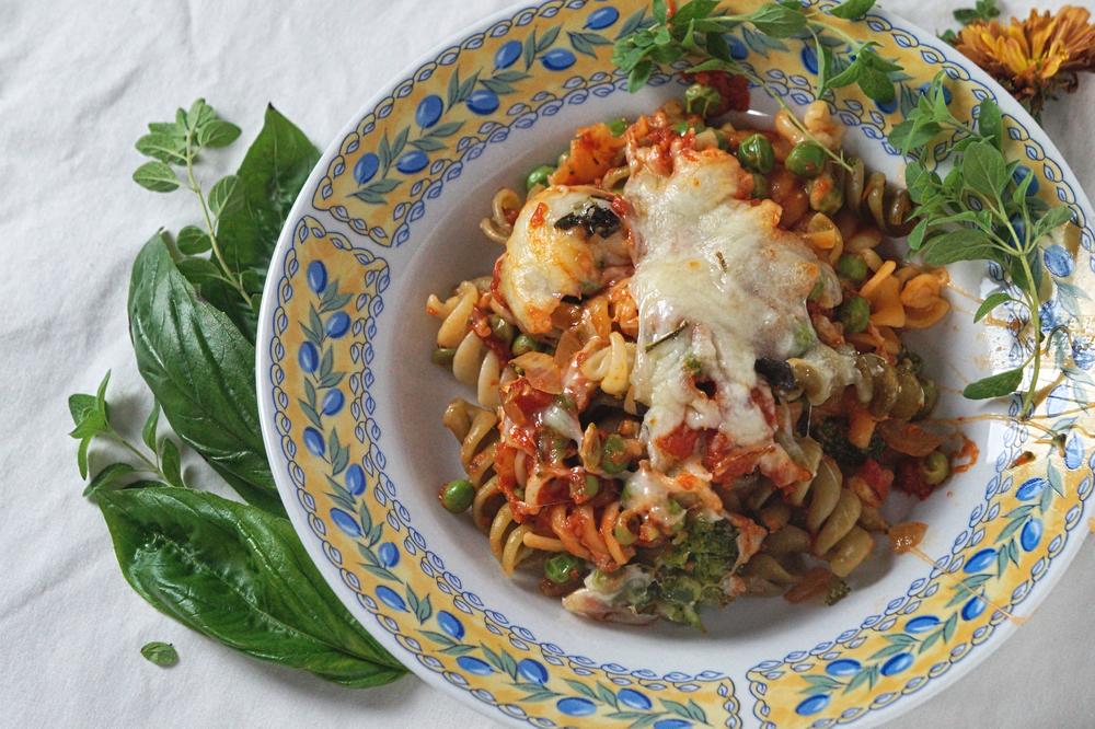 veggie pasta bake ready